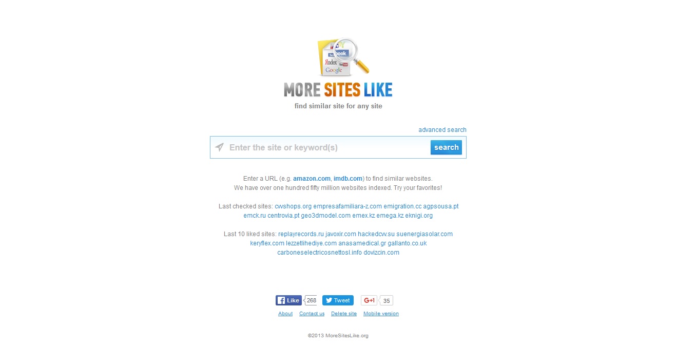 MORE-SITES-LIKEの検索ページ